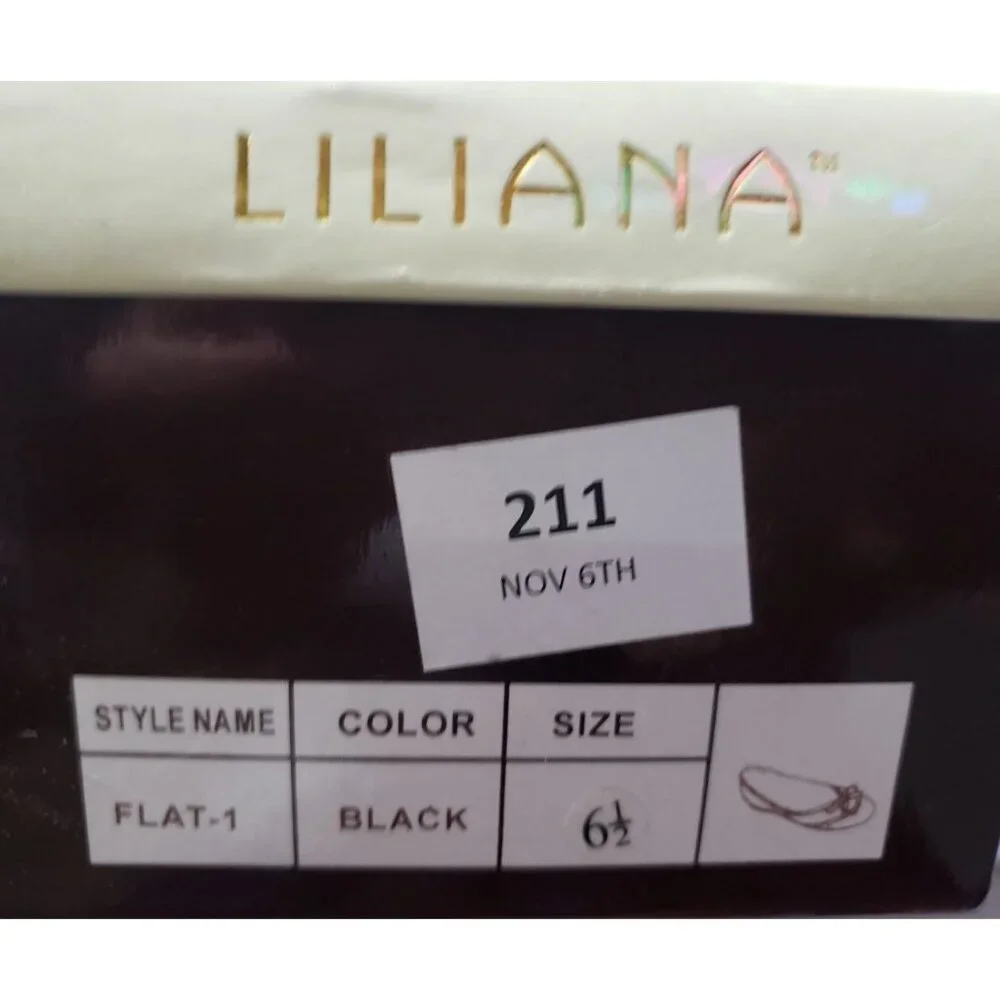 Liliana Black & White Patent Vegan Leather Ballet Flats Bow Embellished 6.5